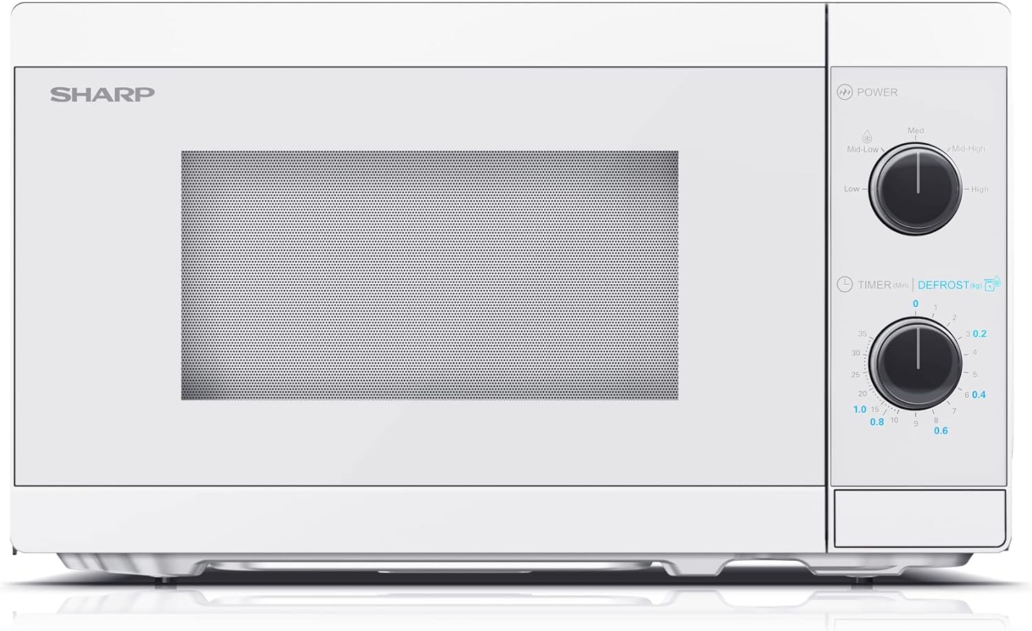 Sharp Microwave YC-MS01E-C 20L, 800W, Manual Control, 5 Power Levels, Turntable, Defrost Function, Crystal White