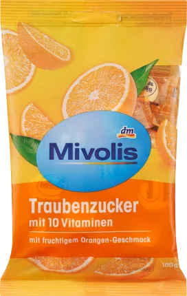 Mivolis Grape sugar, orange with 10 vitamins, 100 g