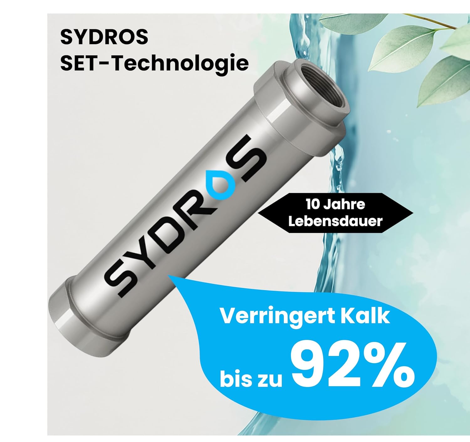 SYDROS Limescale Filter XL – Years of Chemical-Free Protection for the Whole House, Low Maintenance & Easy Installation in the Cellar – Water Filter Against Limescale Deposits with Set Technology