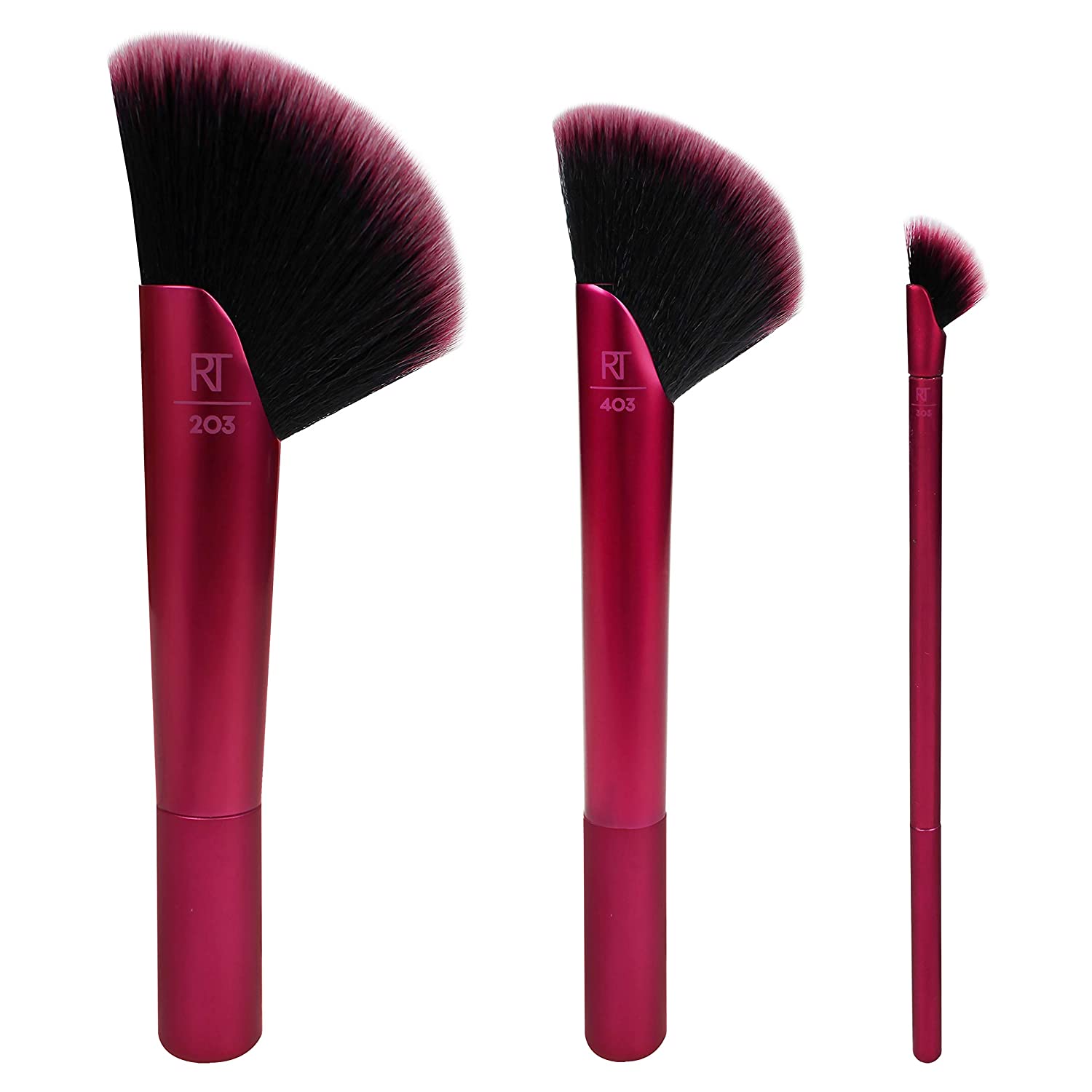 REAL TECHNIQUES Rebel Edge Trio Makeup Brush Set for Face, Cheeks and Eyes (3 Pieces) - Maroon, ‎maroon