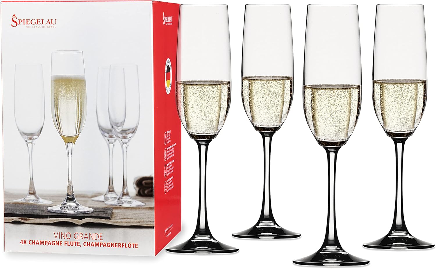 Spiegelau & Nachtmann 4510275 Champagne Flute Set, Crystal Glass, 258 ml, Vino Grande 4510275