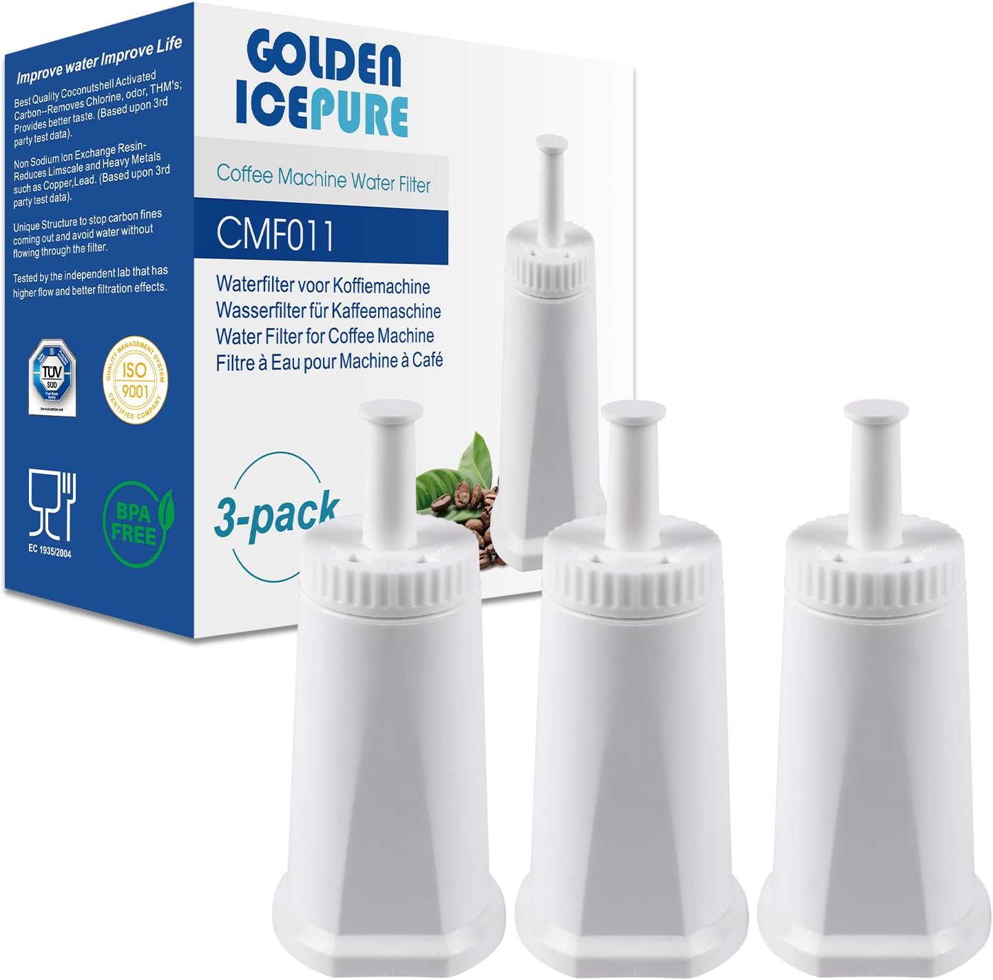Water Filter Coffee Machine for Barista SES008 SES810 SES880 SES920 SES980 SES990 Fully Automatic Coffee Machines, NSF Certified, Pack of 3