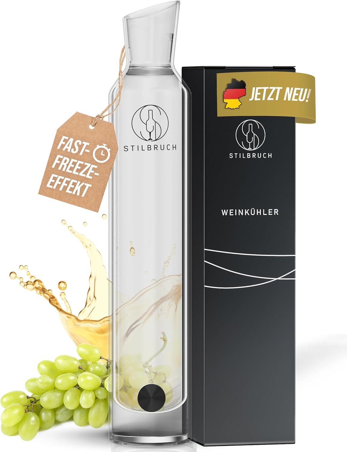 Stilbruch Wine Cooler Wine Carafe Glass Carafe - Perfect Temperature in 5 Minutes Wine Decanter Handmade Wine Cooler Decanter Premium Gift