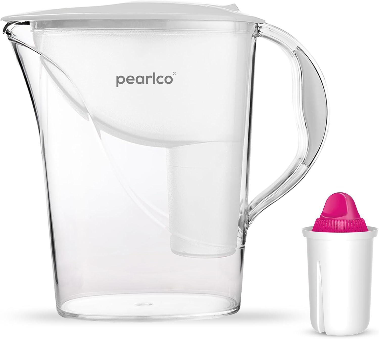 PearlCo - Standard Water Filter (White) with 1 Magnesium Classic Filter Cartridge - Fits Brita Classic