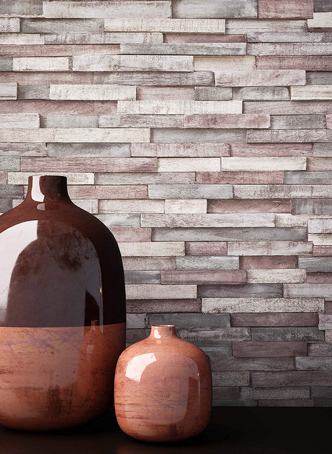 Newroom Design Newroom Stone Patterned Wallpaper Beige Non-Woven Wallpaper Decorative Ston