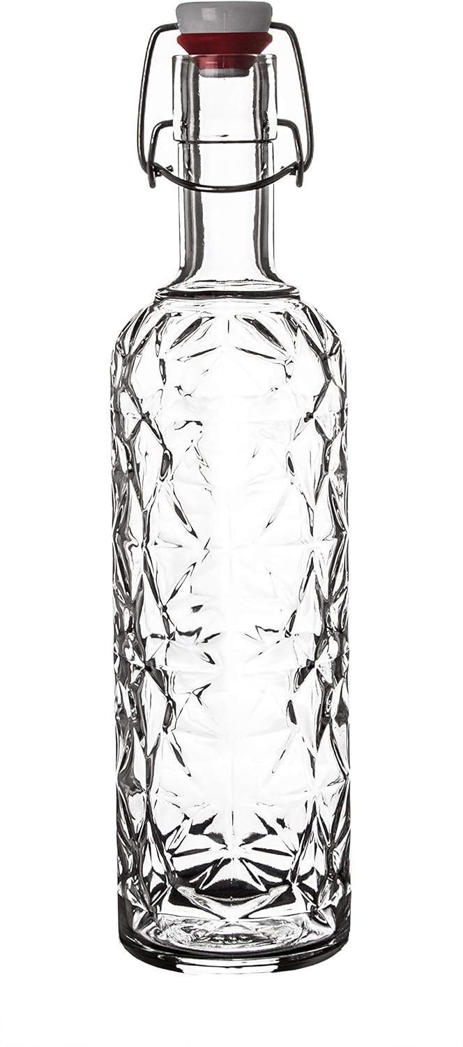Bormioli Rocco Orient 320268-MQD Glass Bottle, 1 L, Transparent
