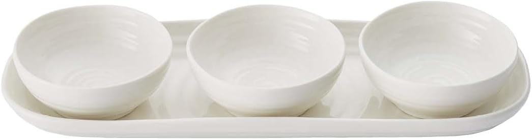 Sophie Conran for Portmeirion Bowl and Tray Set, Porcelain, White, 27.5 x 10 x 3.1 cm