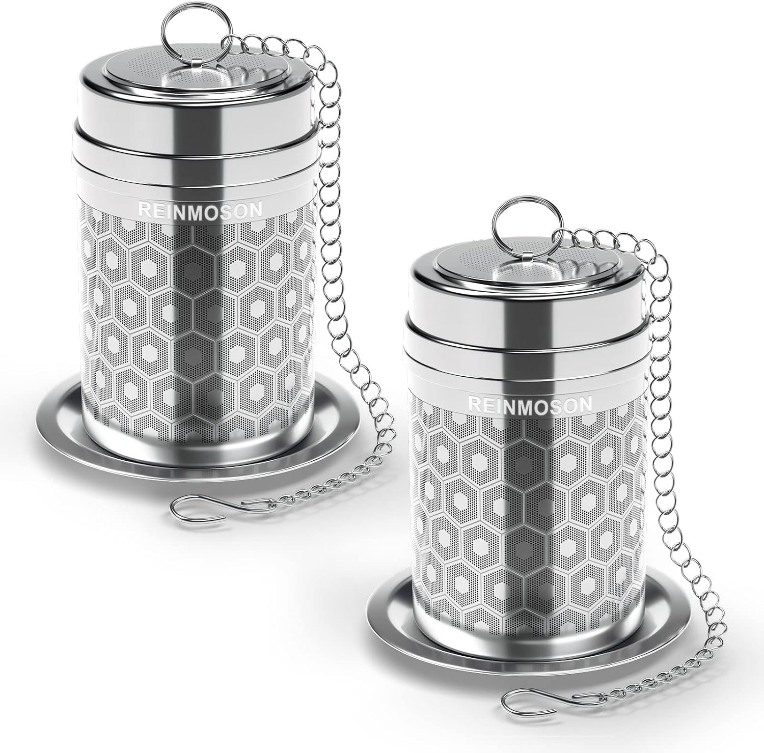 Reinmoson 2 Pack Stainless Steel Tea Strainer for Loose Tea - 5 x 7.1 cm Spice Infuser Large with Extra Fine Mesh, 304 Stainless Steel Tea Balls - Tea Strainer for Cup Fine for Black Tea, Rooibos
