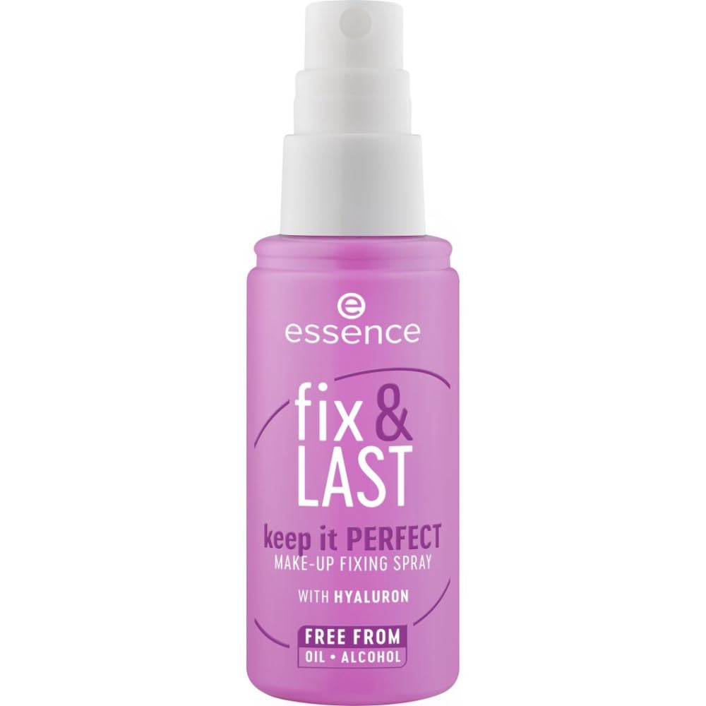 essence cosmetics essence fix & last keep it perfect make-up fixing spray, transparent, fixing, natural, radiant fresh, vegan, oil-free, perfume, no alcohol, pack of 1 (50 ml)