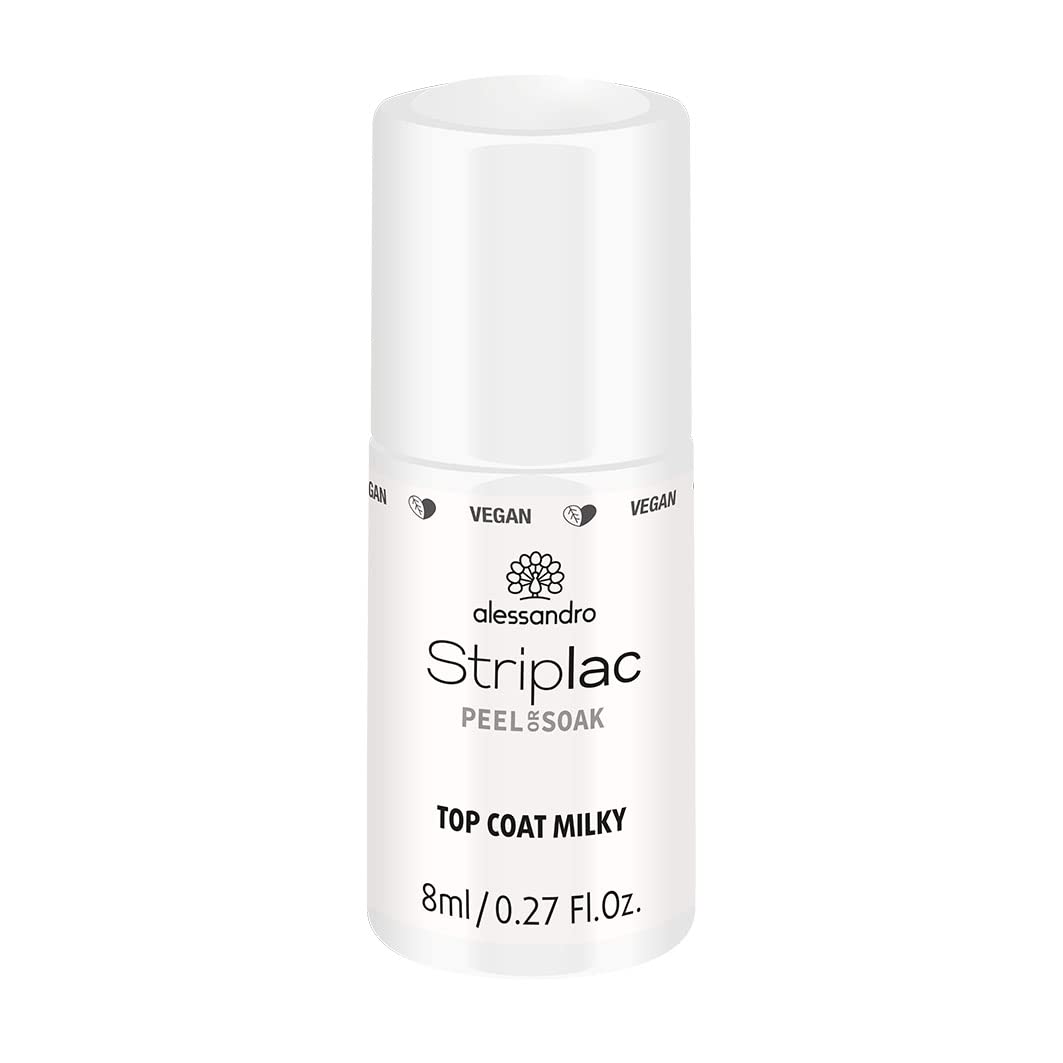 alessandro Striplac Peel or Soak Vegan Top Coat Milky LED Top Coat for a Milky Colour Coat for Perfect Nails in 15 Minutes, 8 ml, ‎white
