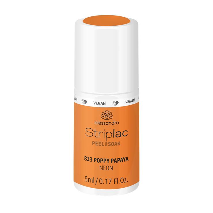 alessandro Striplac Peel or Soak Neon Electric Fruits Neon Poppy Papaya Vegan LED Nail Polish in Neon Orange for Perfect Nails in 15 Minutes, 5 ml