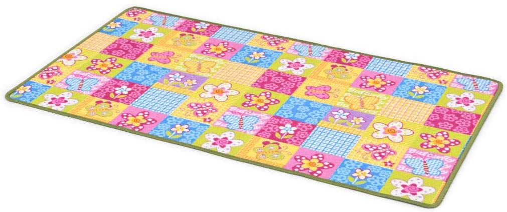 vidaXL Children\'s Play Mat Children\'s Room Play Rug Girls Rug Multicoloured Loop Pole 133 x 180 cm Butterfly Pattern