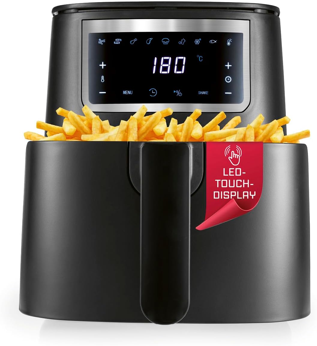 GOURMETmaxx Hot Air Fryer 4 L Airfryer Fryer with Touch Screen, 9 Functions & 8 Programmes, Mini Oven - Frying Almost Without Oil | Airfryer Accessories Dishwasher Safe