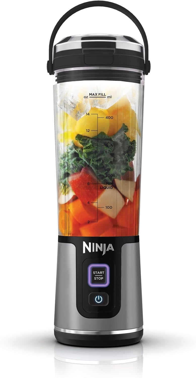 Ninja Blast BC151EUBK Portable Mixer & Smoothie Maker, 530 ml Cup with Leak-proof Lid & Drinking Opening, Powerful, Wireless & Rechargeable, Crushes Ice & Frozen Fruit, Black