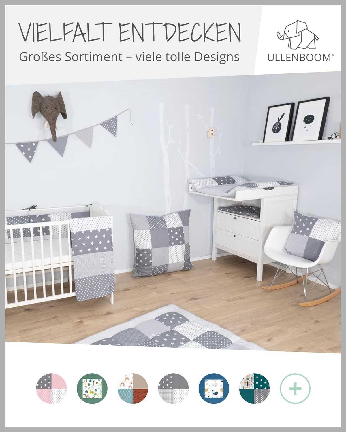 ULLENBOOM ® Cushion Cover 35 x 40 cm Baby Grey (Made in EU) - Baby Pillow Case 35 x 40 cm 100% Oeko-Tex ® Cotton Comfortable Cushion Cover for Baby Pillow with Polka Dots Motif
