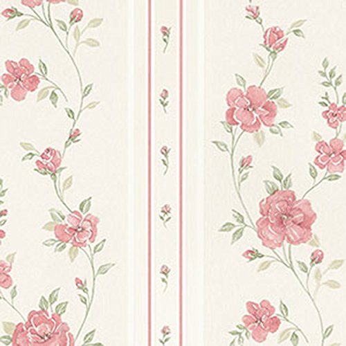 galerie-24 Creme floral Impressions Seide, grün, rosa Galerie Wallpaper – md29443