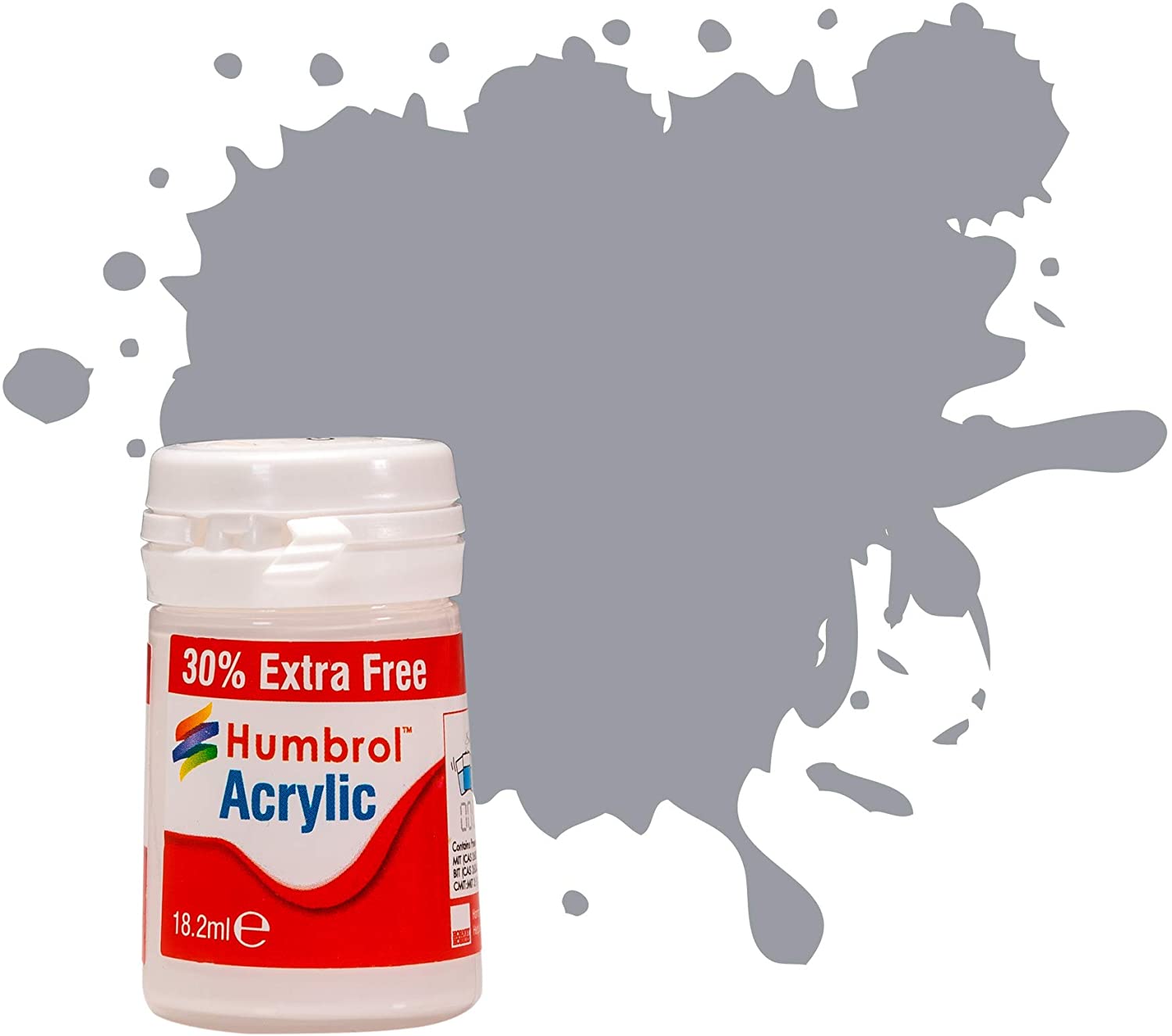 Humbrol AB0064EP 64 Light Grey Matt Acrylic Paint-Plus 30% Colour Grey