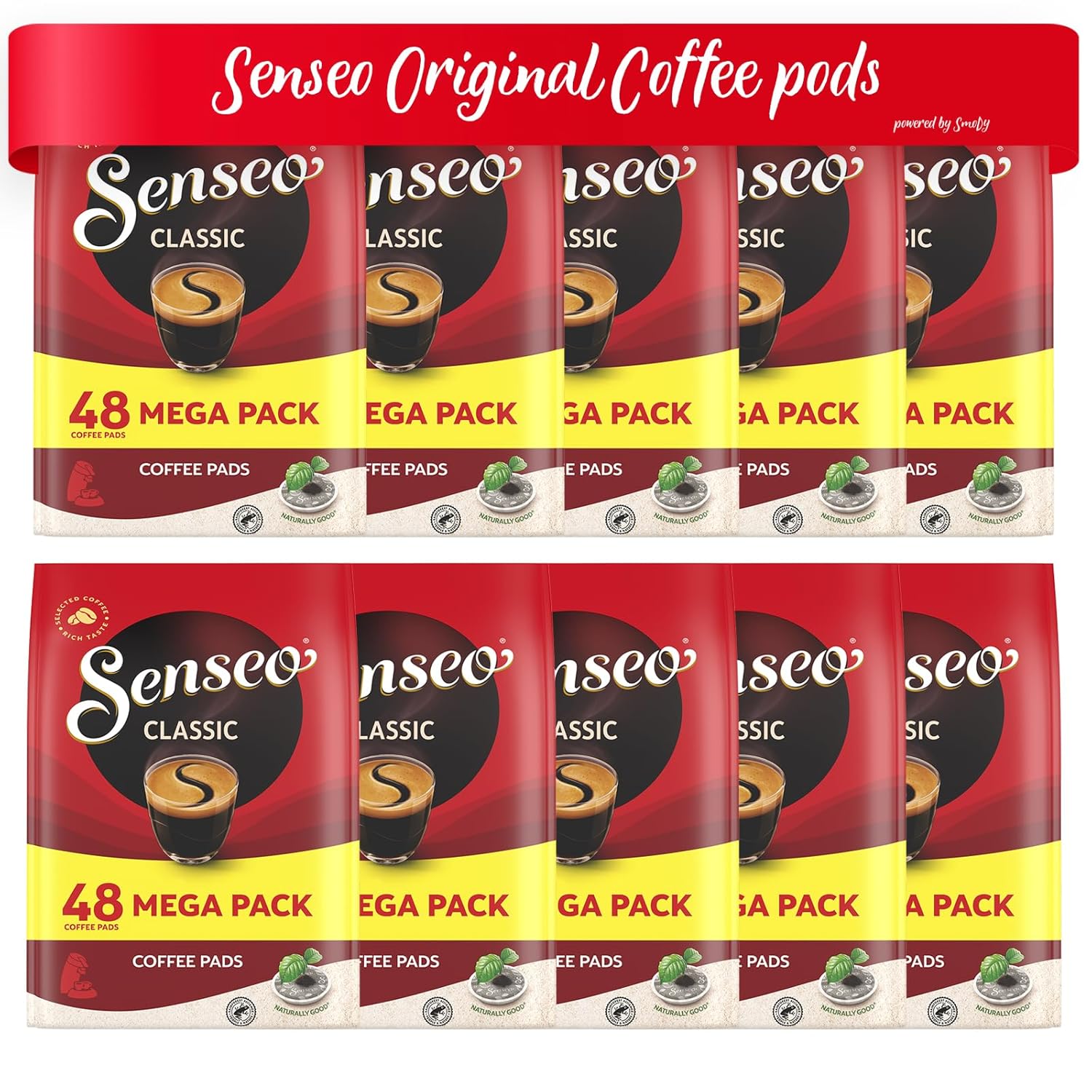 Senseo Pads Classic, 480 Coffee Pods (For Short Time Only) Mega Pack XXL, Pack of 10 (10 x 48 Drinks)