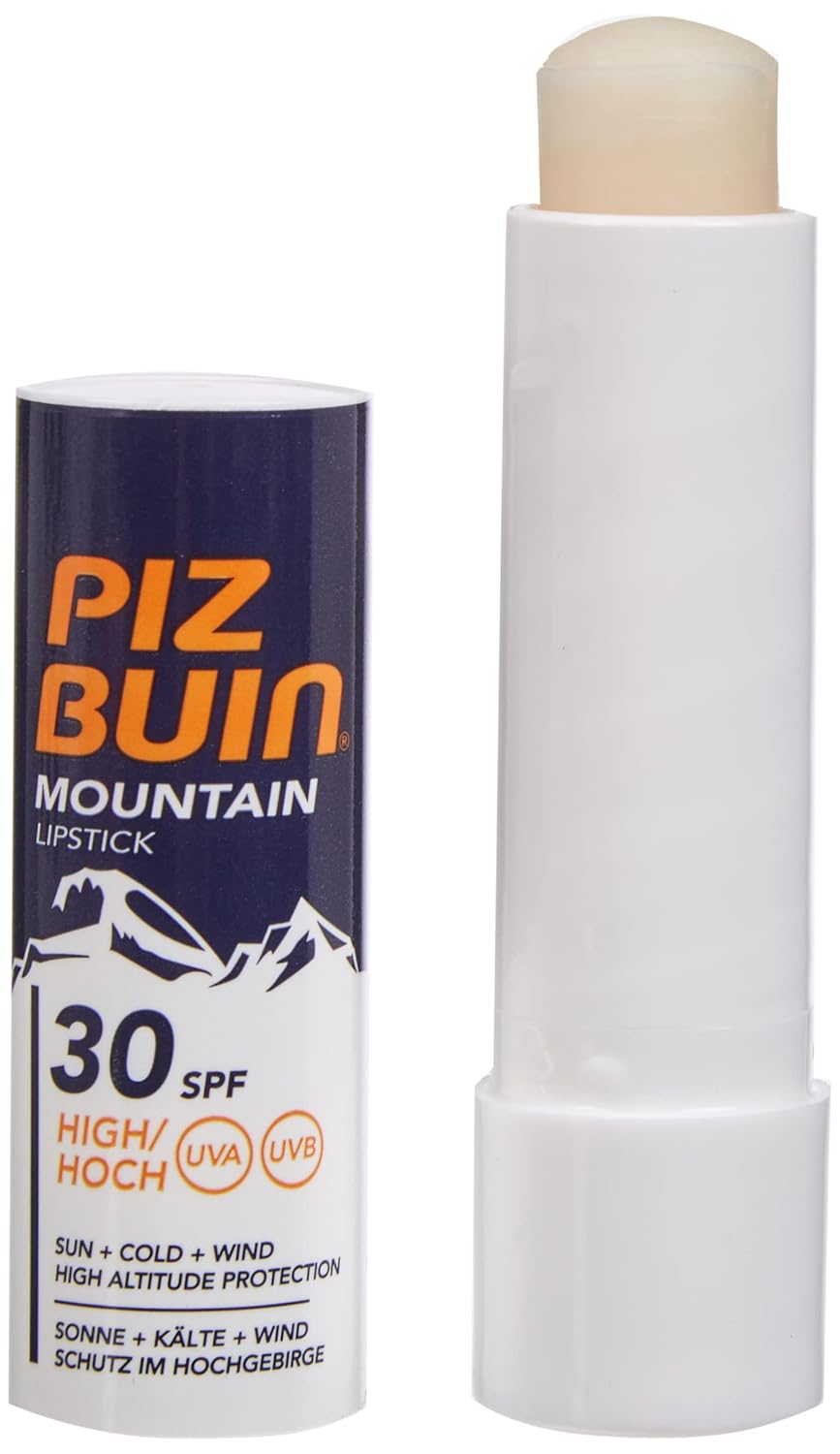 Piz Buin Mountain Lipstick, Lip Balm for Winter Athletes, Sun Protection for Lips, SPF 30, 4.9 g (Pack of 2)