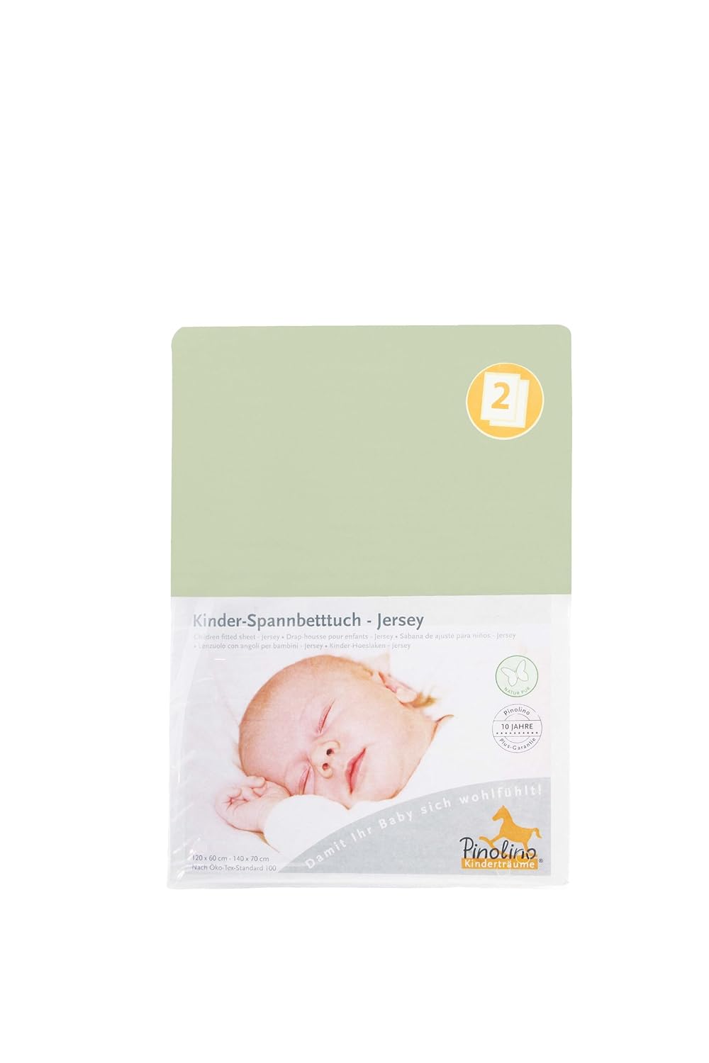 Pinolino 540002-9D Double Pack Fitted Sheet for Cot Beds Dusky Pink