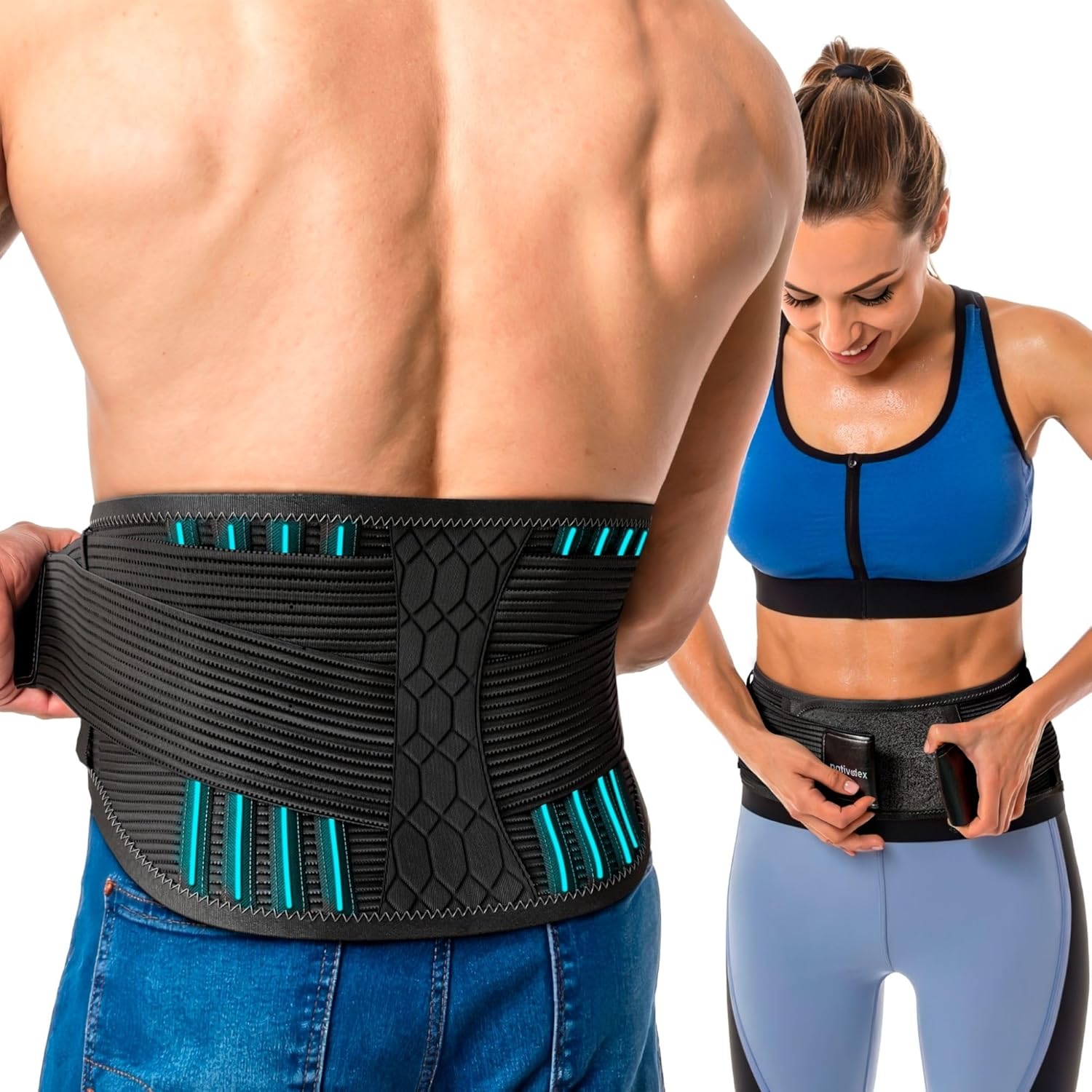 NativoDex Store NativoDex Back Support Belt - Back Strap for Stabilizing the Lumbar Spine - Lower Back Support with Support Bars to Reduce Back Pain