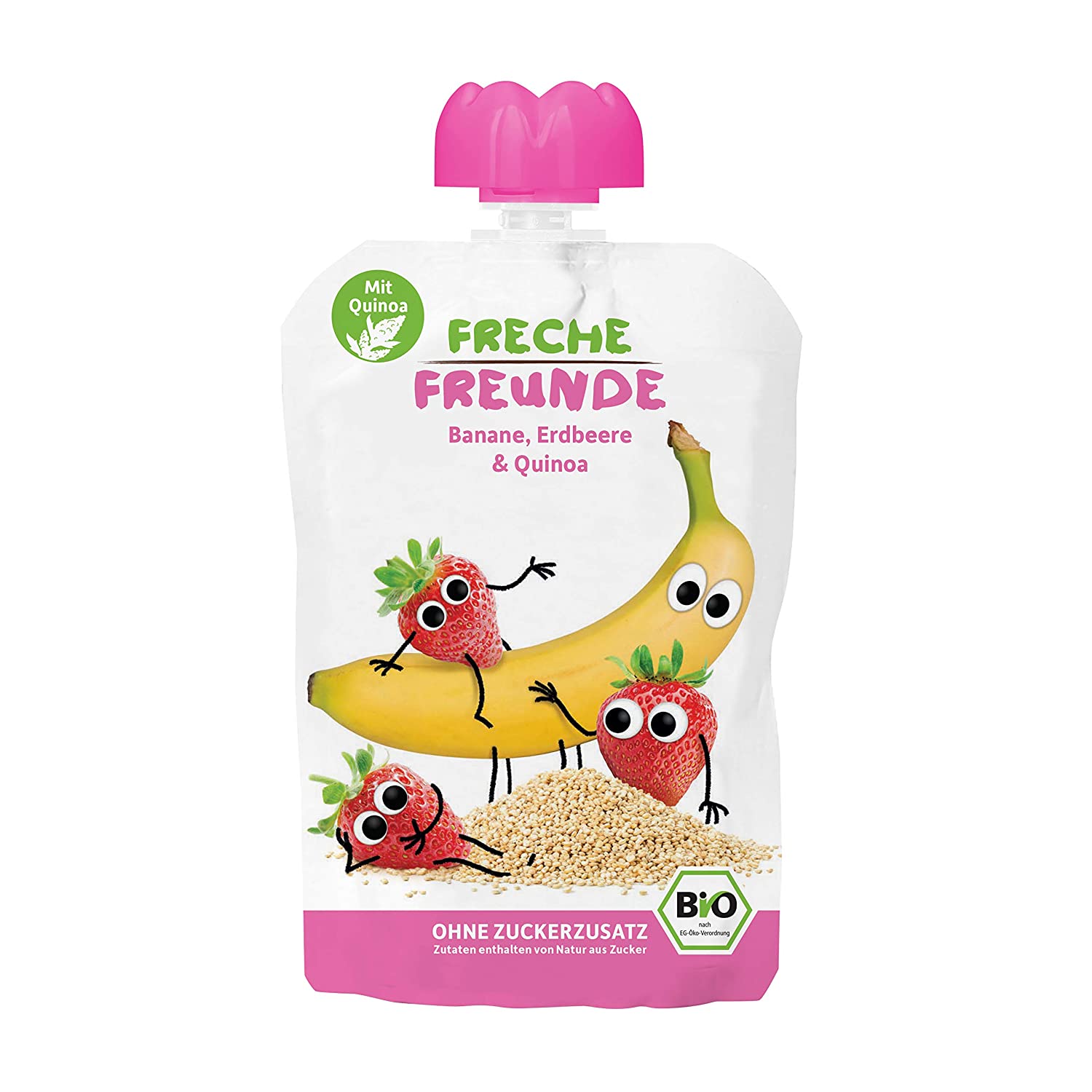 Freche Freunde Bio Banane, Erdbeere & Quinoa Fruchtmus, 6 x 100g