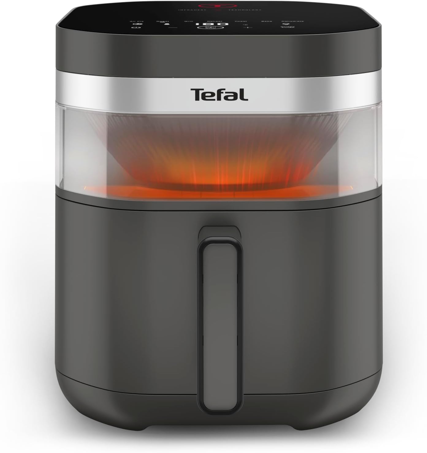 Tefal Store Tefal Easy Fry Infrared Hot Air Fryer, 7 L Capacity, Infra-Heat Technology, Double Heating Elements, 8 Preset Programmes, LED Viewing Window, Up to 8 Servings, Dark Grey, EY832HE0