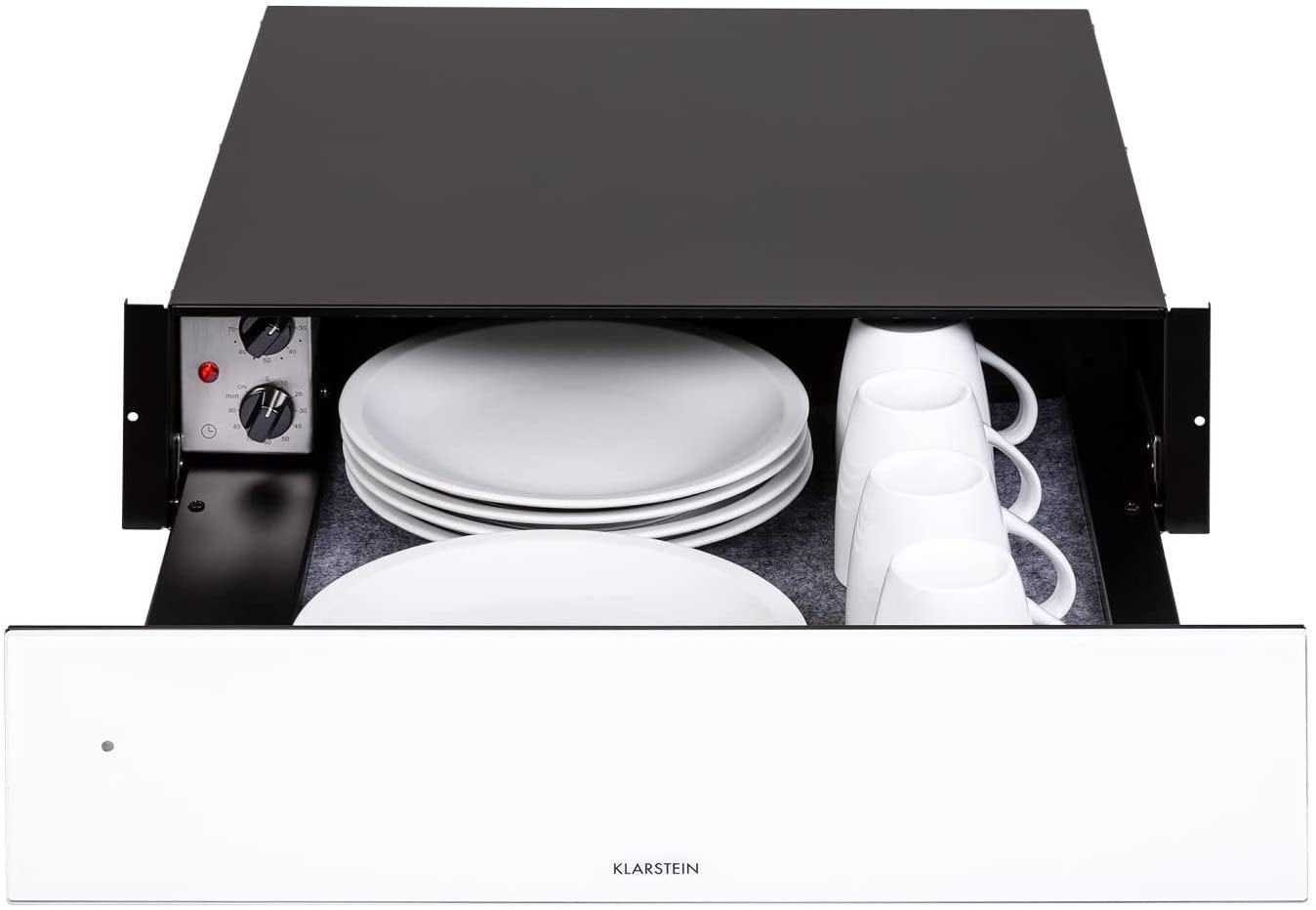 Klarstein Banquetta Heat Drawer Plate Warmer 410 Watt Thermostat 30-70 °C Timer Function White