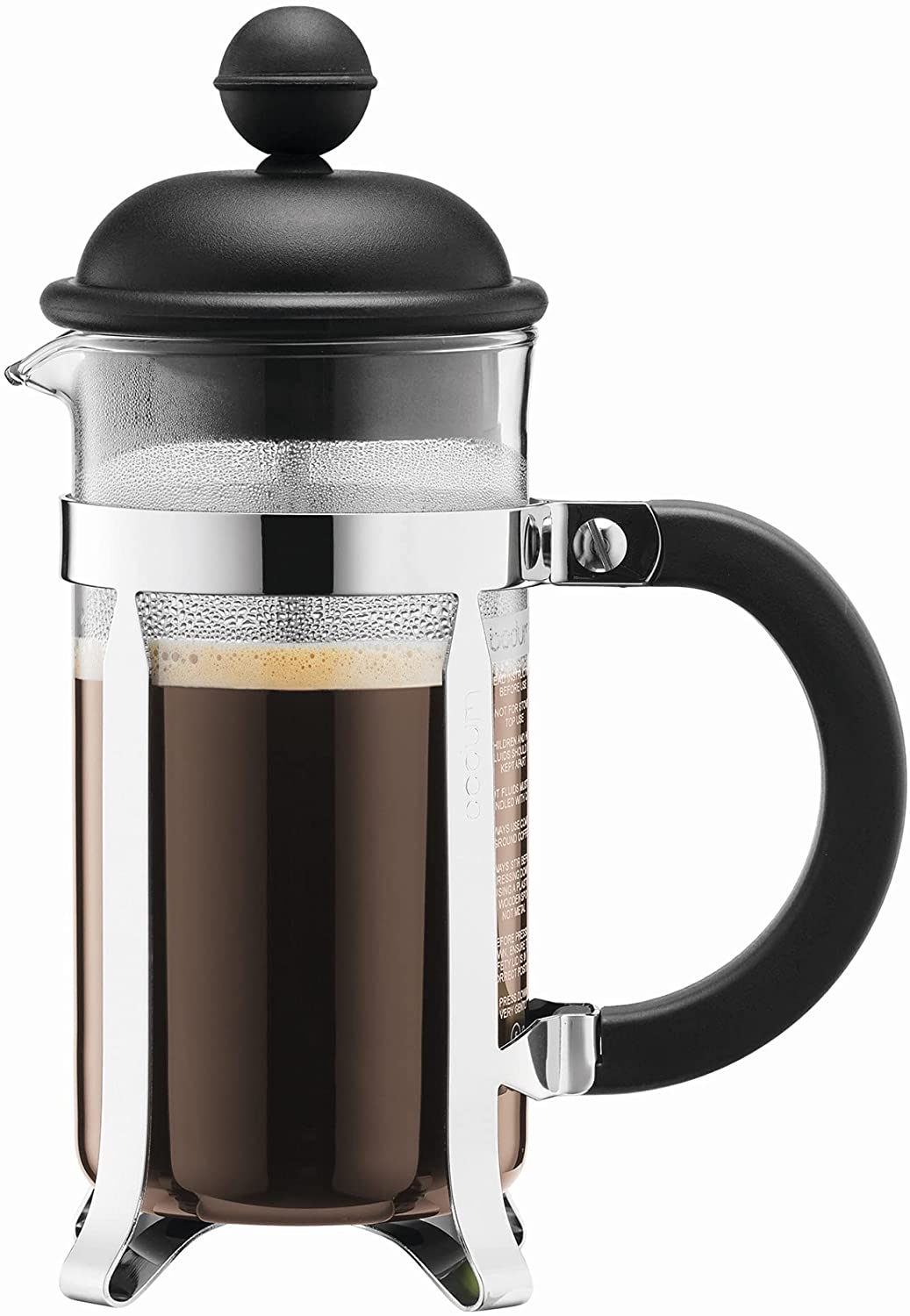 Bodum Cafetière à Piston Avec couvercle en Plastique 0.35 L Acier INOX Coffee Maker with Plastic Lid 3 Cups 0.35 L Stainless Steel Black