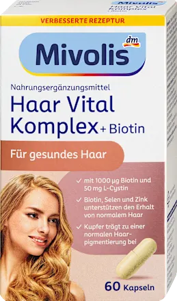 Mivolis Hair Vital Complex + Biotin, Capsules 60 count, 60 count