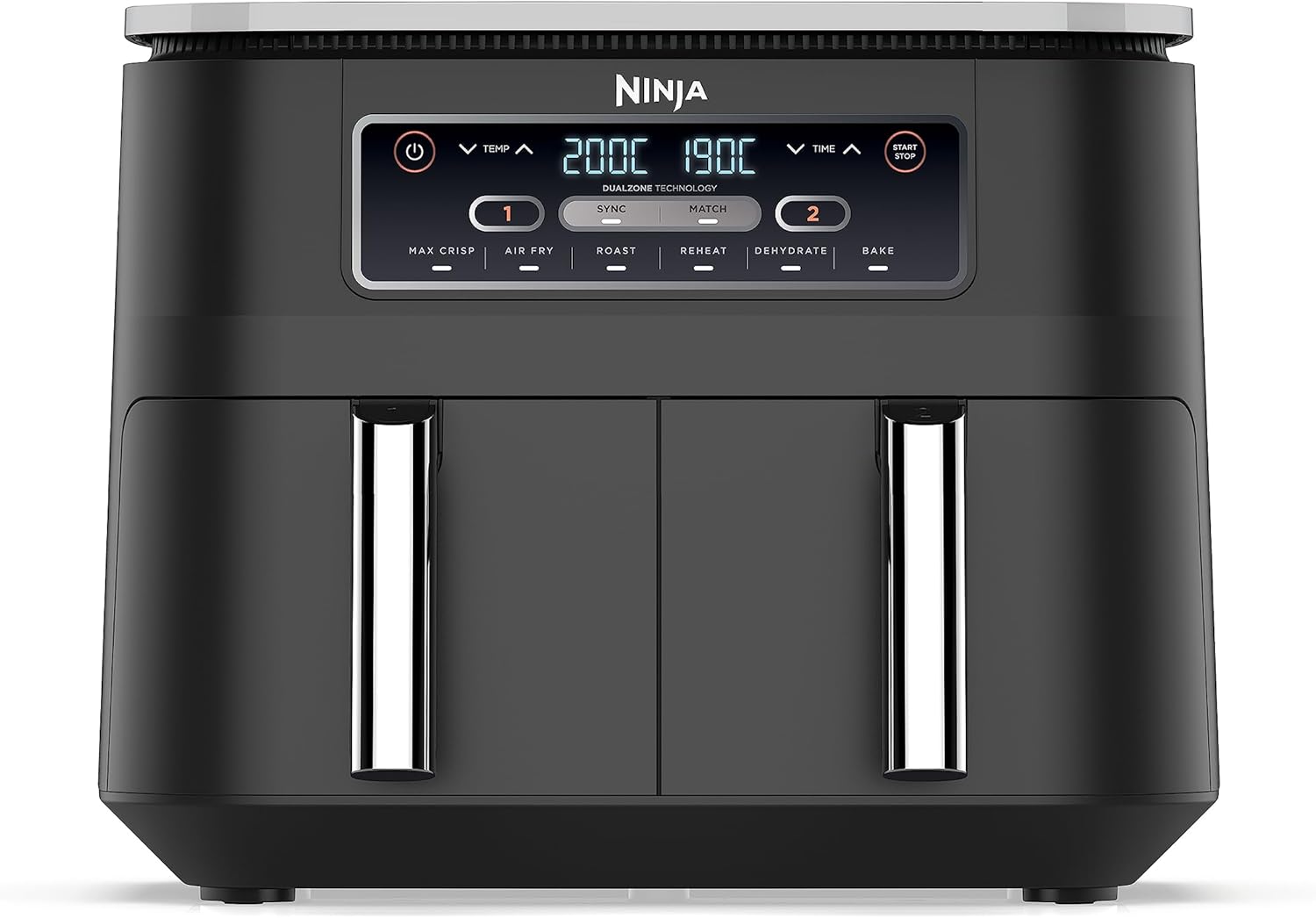 Ninja [AF300EU] 2 Large Frying Compartments, 6 Functions, 2470 W, 2 Independent Garzones, 7.6 Liters, 65% Save Energy Costs