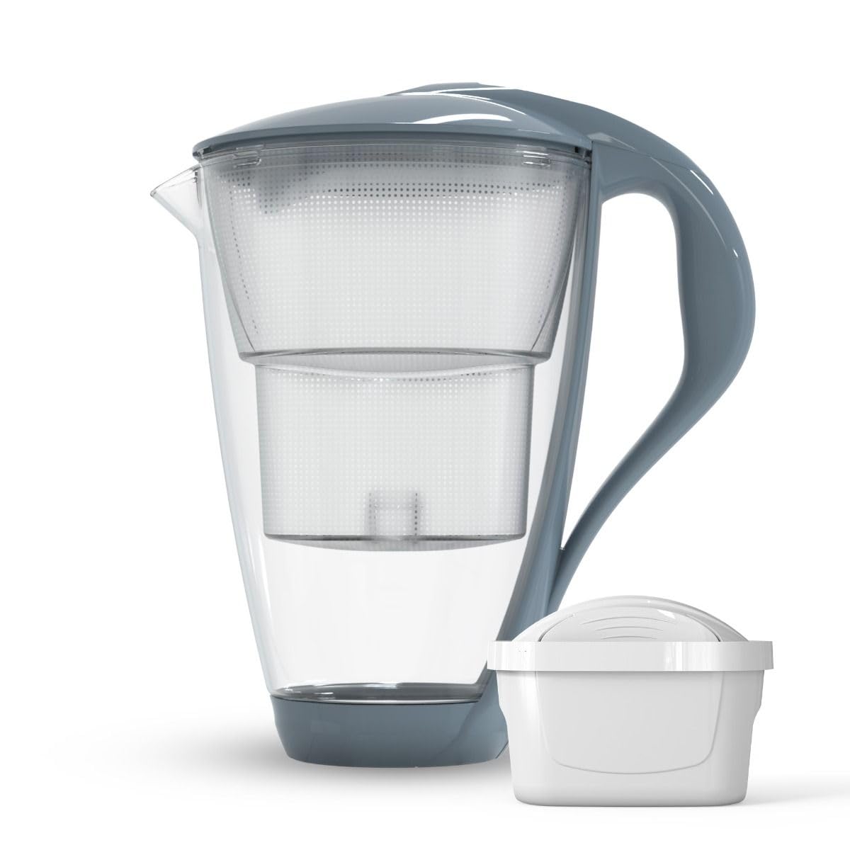 DAFI Store Dafi Crystal Glass Water Filter Jug, 2 L, Water Filter System to Reduce Limescale, Chlorine, BPA-Free, LED Sensor, Water Filter Jug + Water Filter Unimax