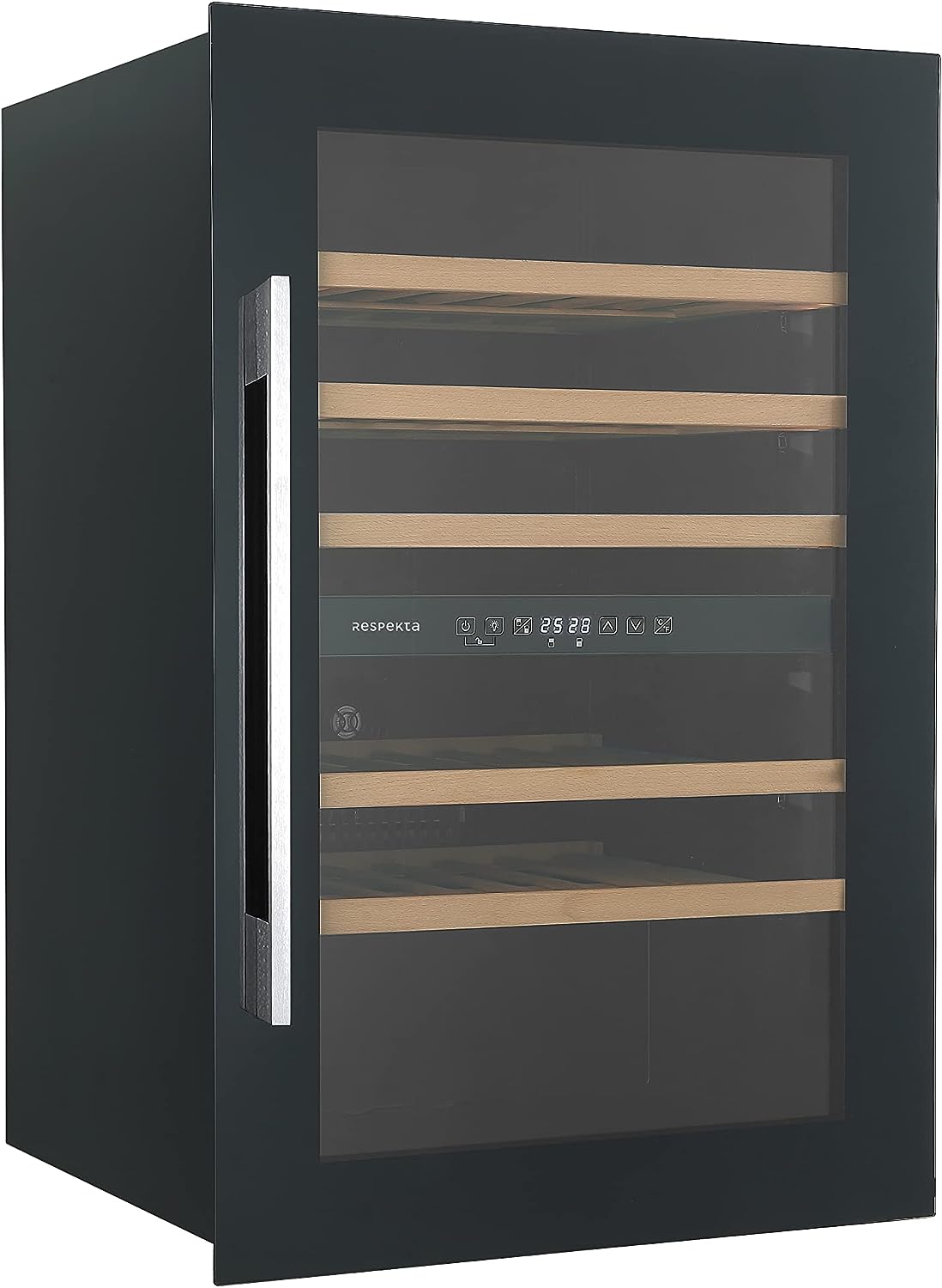 Respekta Built-in Wine Fridge for 57 Standard Bottles / 143 L Capacity / 2 Temperature Zones 5°-22°C/Touch Control/LED Light/Changeable Door Hinge/Max. 38 dB/WKSE 57-19