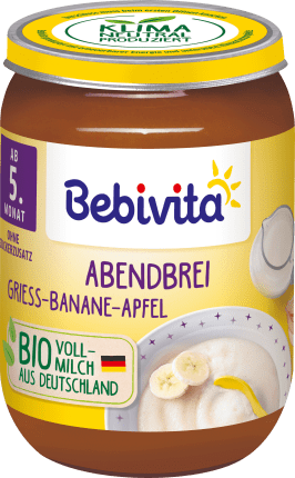 Bebivita Evening porridge semolina-banana-apple, from the 5th month, 190 g