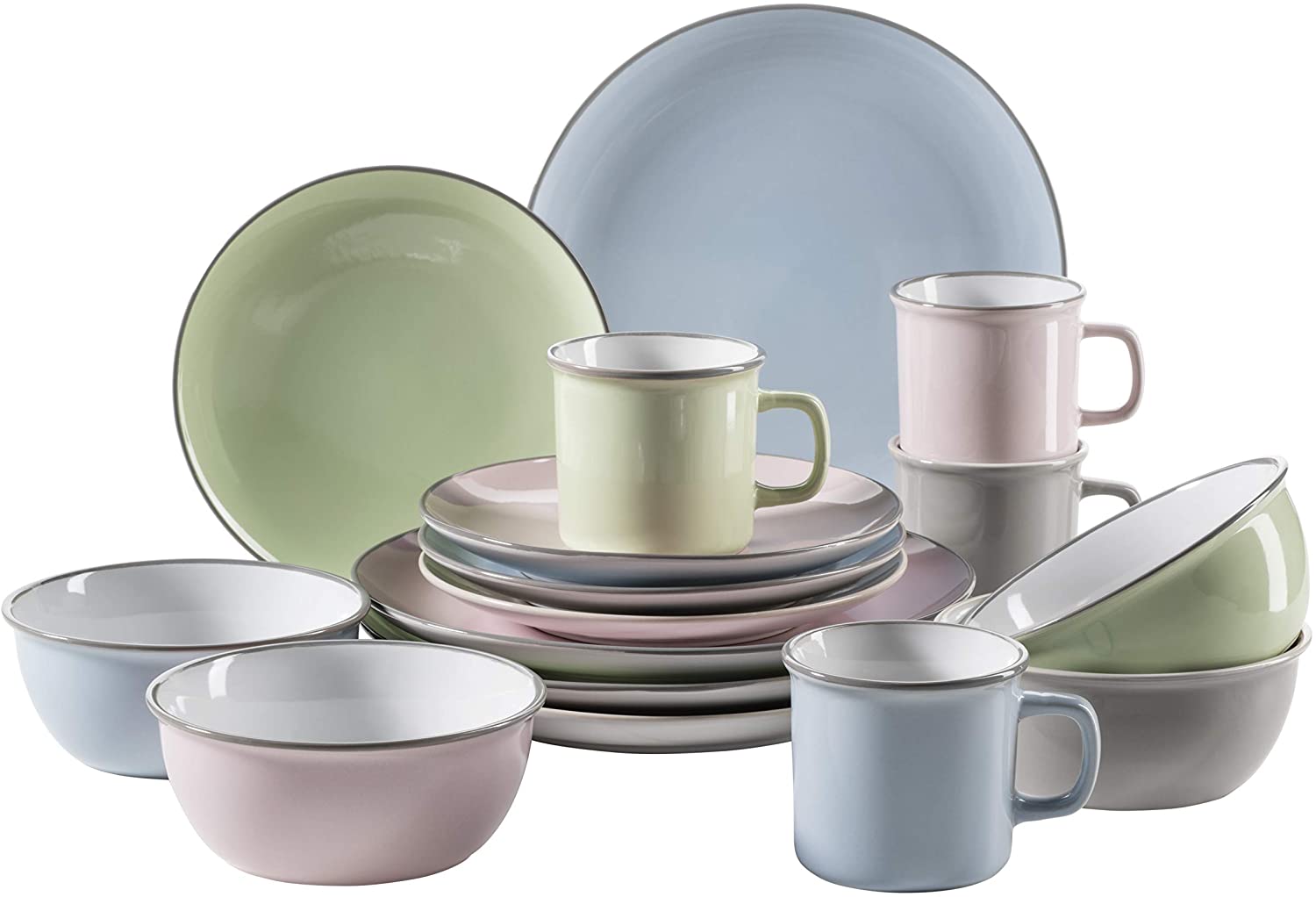 Maser MÄSER Maila Series Crockery Set for 4 People in Modern Vintage Look 16 Piece Crockery Set in Retro Design