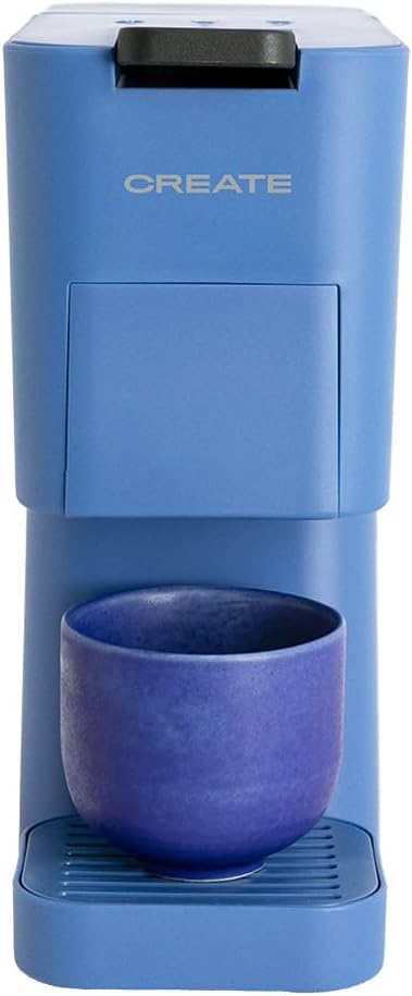 CREATE THERA STUDIO/Espresso Multi Capsule Machine and Ground Coffee, Cobalt Blue, Touch Control Panel, 19 Bar, Programmable, 3 Interchangeable Adapters, Anti-Vibration System, 1450 W