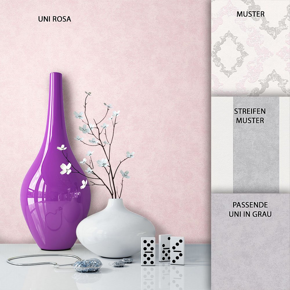 Newroom Design Newroom Non-Woven Wallpaper Baroque Cream Grey Pink Classic, Country House,