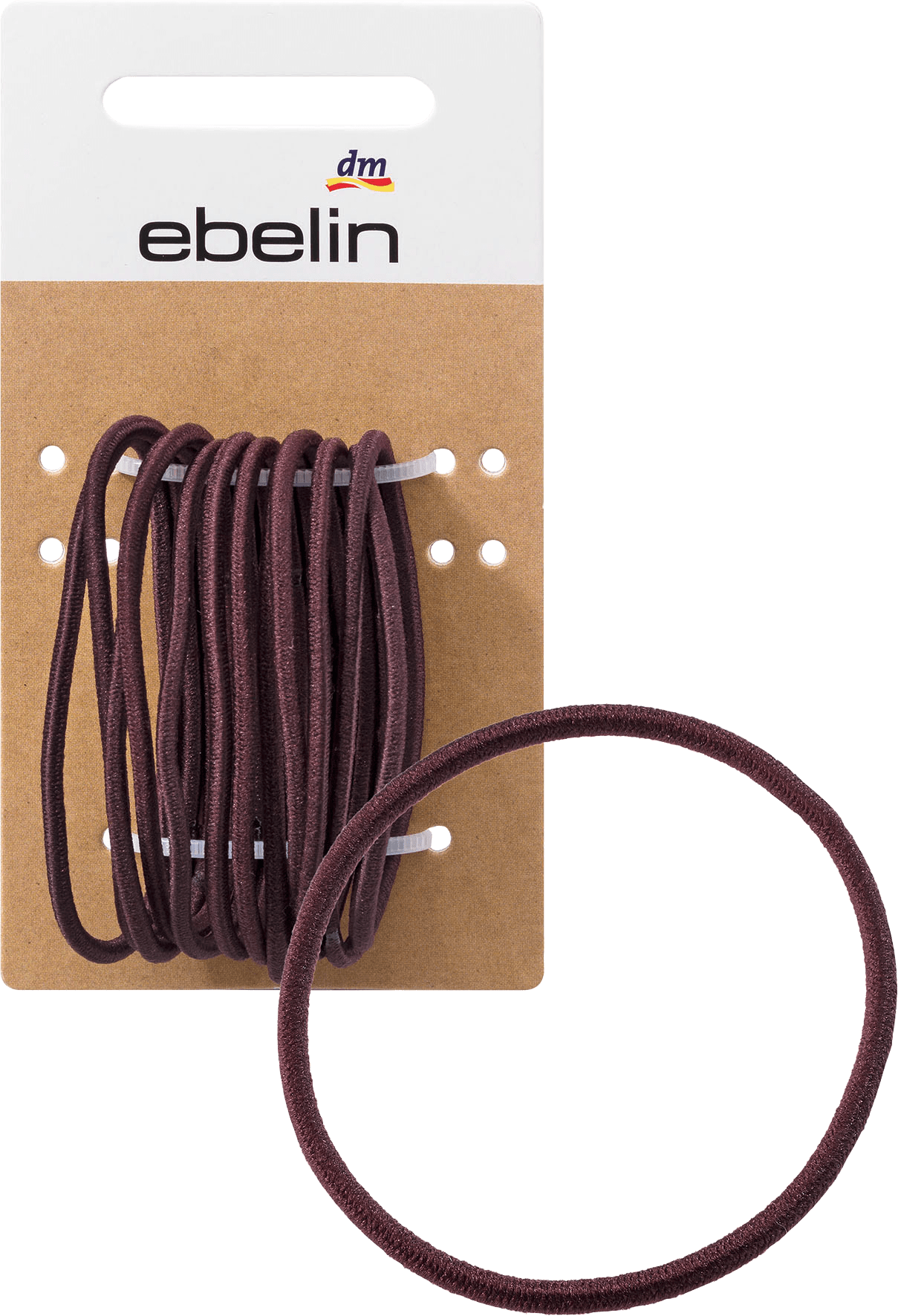 ebelin Hair Ties Thin Brown, 12 Pcs