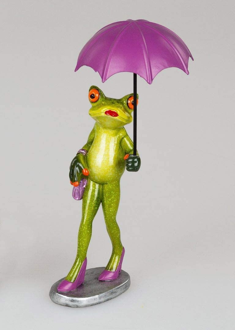 ITRR Frog Woman with Umbrella Purple Approx. 16 cm.