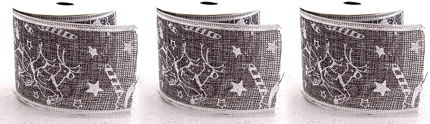 DARO DEKO Daro Decorative Ribbon 6.3 Cm X 2.7 M In Grey Or Natural - Pack Of 1 Or 3 P