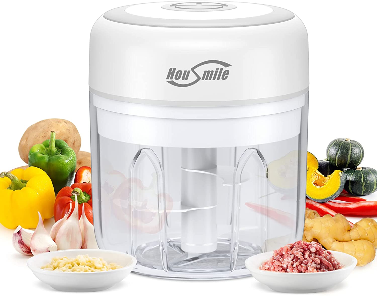 Housmile Electric Chopper, Mini Multi Chopper Food Processor with Double Cu