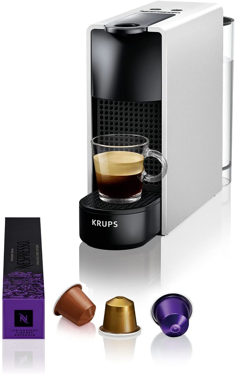 Krups Nespresso XN110E Essenza Mini Compact Coffee Capsule Machine (1260 Watt, 19 Bar Pump Pressure, Automatic Shut-Off) Silver