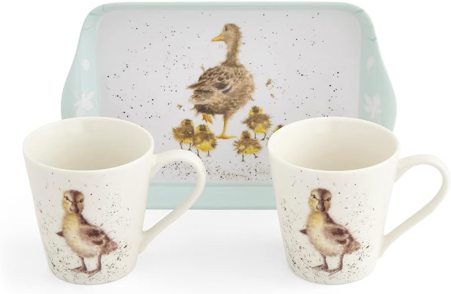 Portmeirion Home & Gifts Wrendale Designs X0011659124 Lovely Mum Duck & Ducklings Ceramic Mug and Tray, Multi-Colour