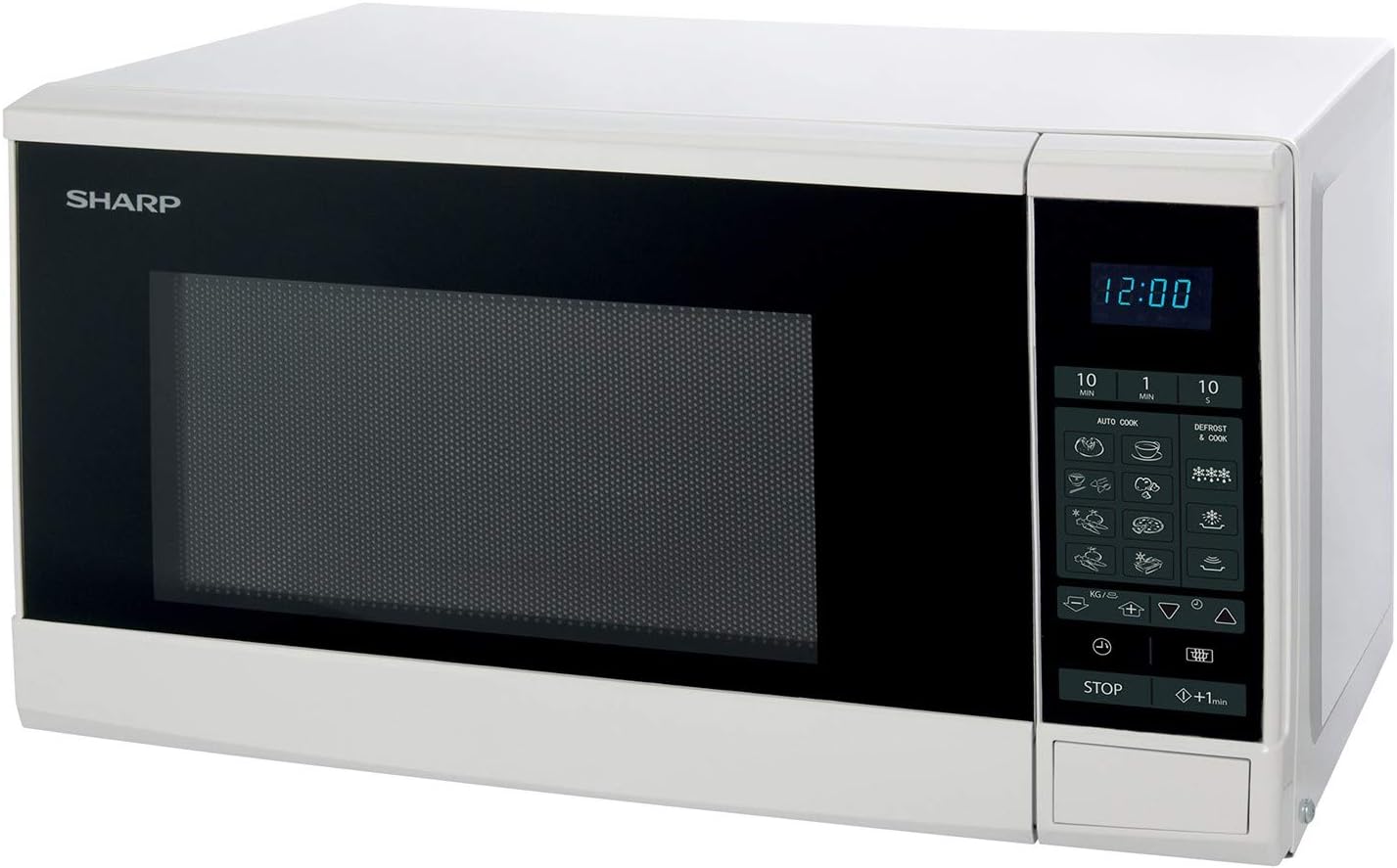 SHARP Store Sharp R-270W Solo Microwave 20L 800W 10 Power Levels 8 AutoCook Programs Timer up to 99 Minutes Glass Turntable (25.5cm) White