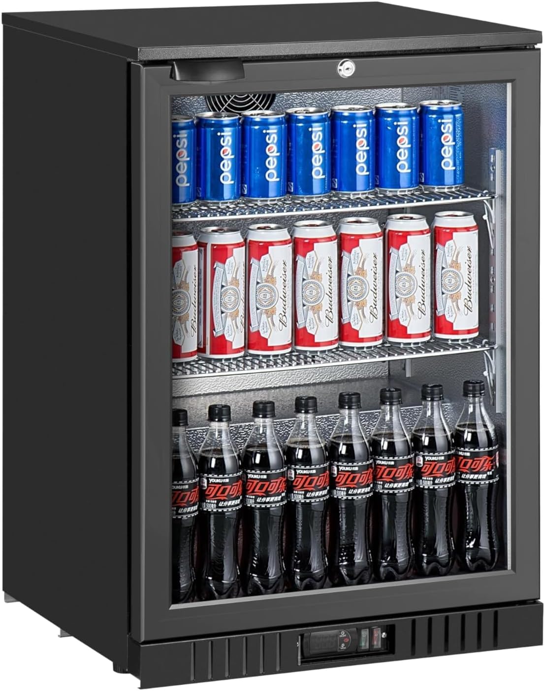 METRO Professional GBC3001 Drinks Fridge Metal / Glass 60 x 53 x 89 cm 127 L with Lock Black