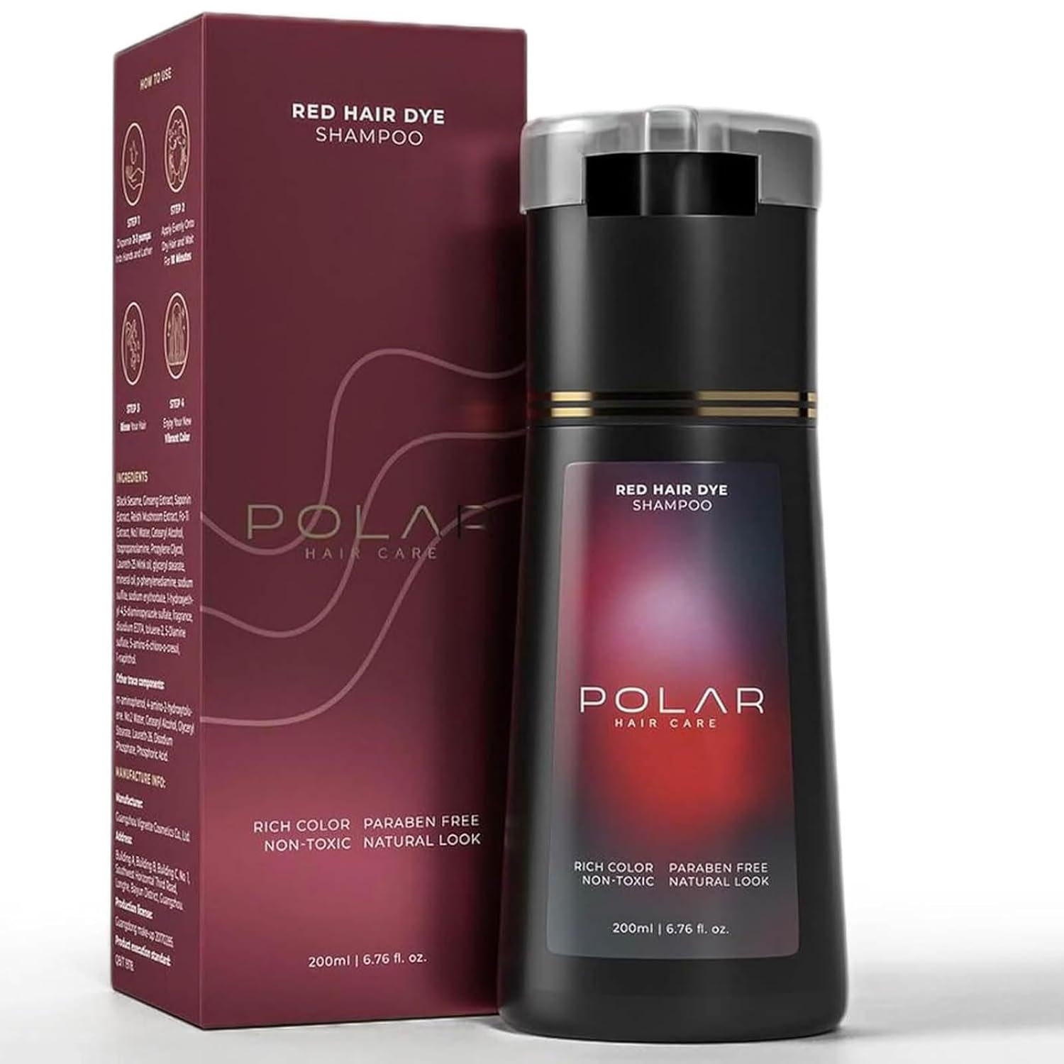 Generic Polar Hair Dye Shampoo, Polar Hair Care, 3-in-1 Instant Hair Dye Shampoo, Polar Hair Care Instant Dye Shampoo, Suitable for Women and Men, for Gray Hair Coverage (Grape Red)