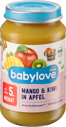 babylove Fruits Mango & Kiwi in apple from the 5th month, 190 g
