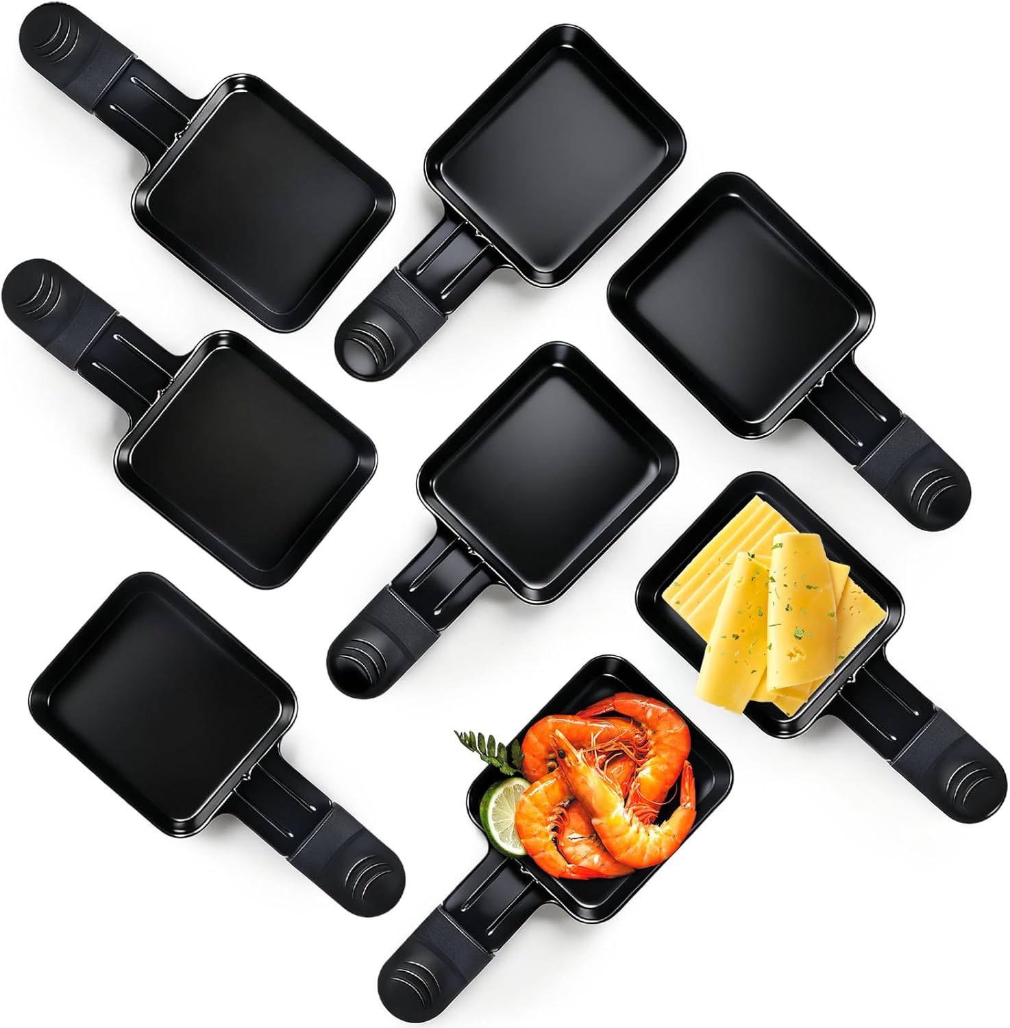HengBO Raclette Pan Mini Non-Stick Coating Pan for Raclette 8 Personnes Raclette Cheese Eggs Service 18 x 8.5 x 1.5 cm Pack of 8