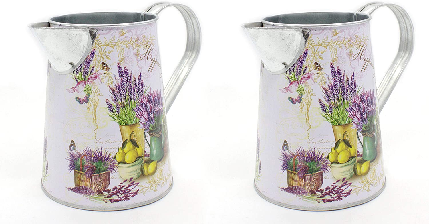 DARO DEKO Metal Jug 15 cm High Lavender Pack of 2