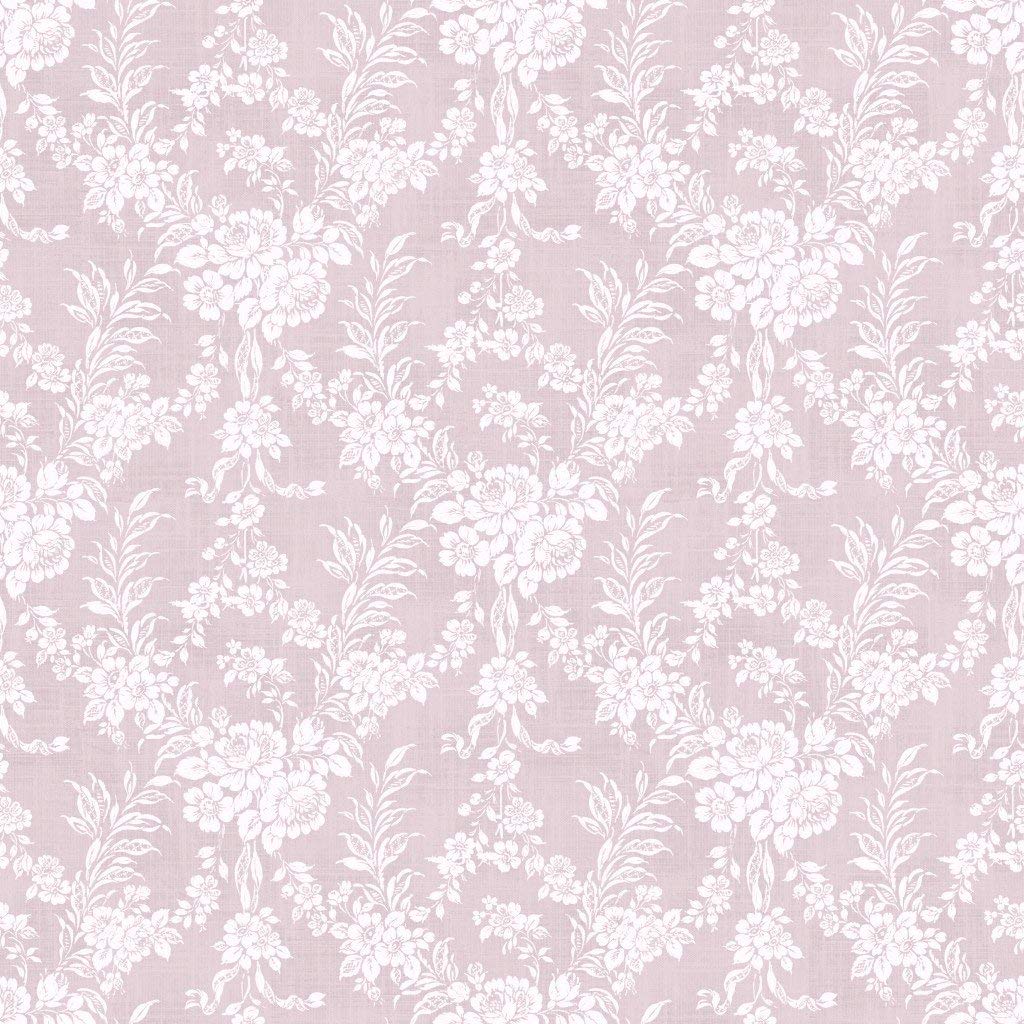 BorasTapeter Ornament 5943 Non-Woven Wallpaper Flower Garlands White Embossed Linen Pink